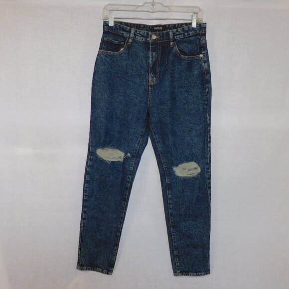 Buffalo David Bitton  27 Dark Stone Wash Distressed KRISTI Mom Jeans High Rise - Picture 1 of 13